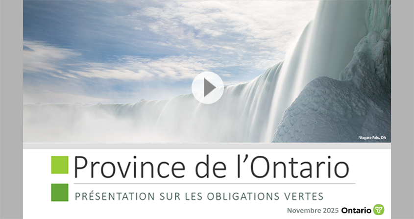 Présentation sur les obligations vertes de la province de l'Ontario
